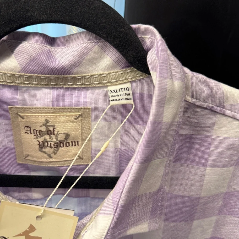 Lavender Checkered Men's Casual Shirt - Picture 4 of 4